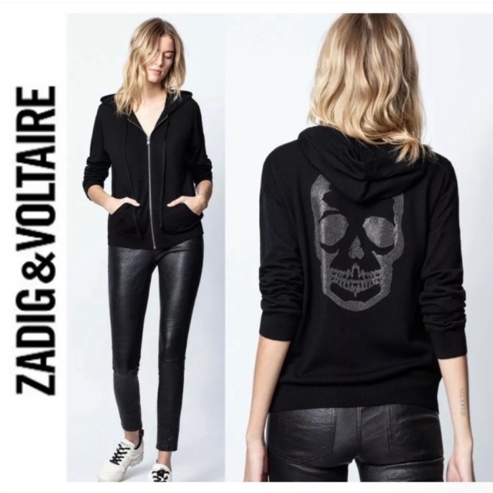 Zadig & voltaire zip up skull hoodie
